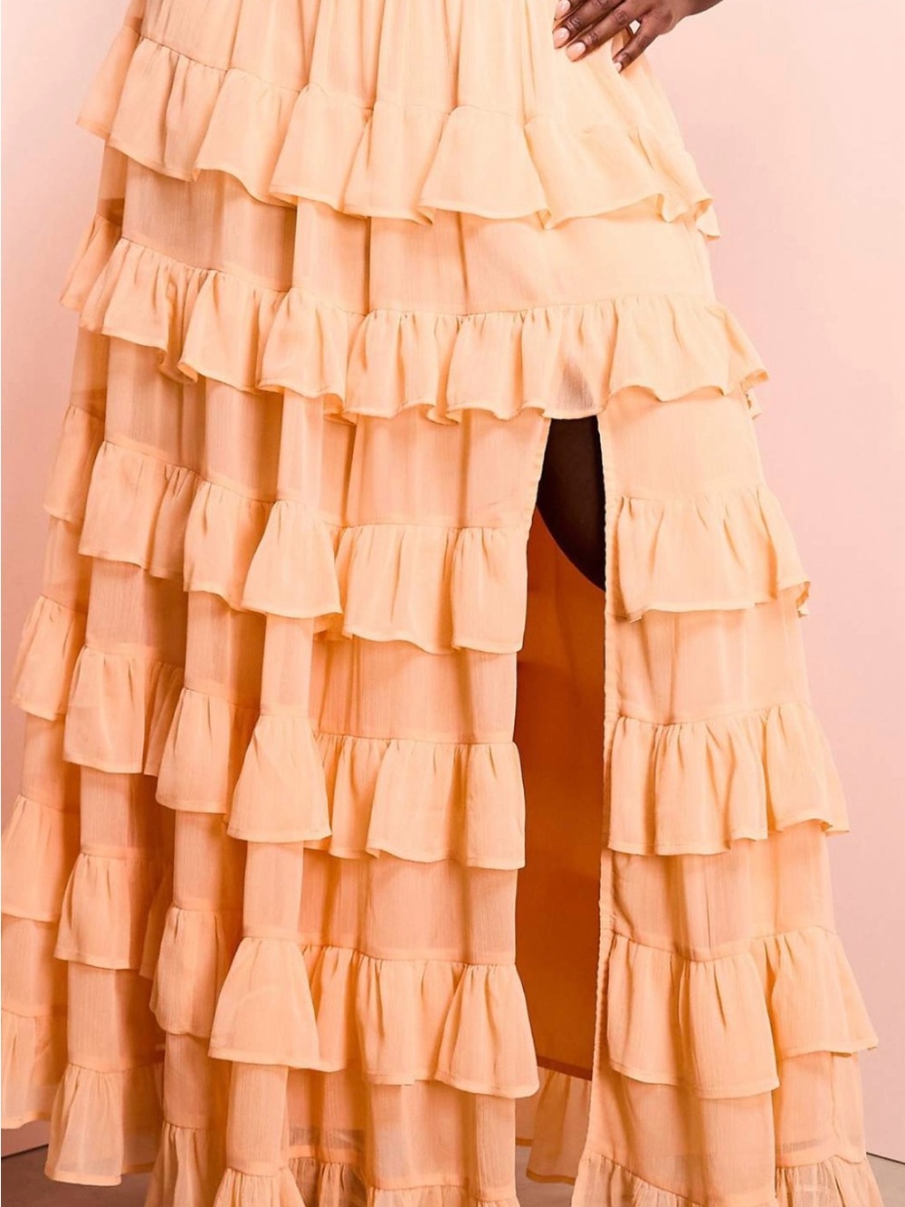 ASOS CURVE Peach Tiered Ruffle Maxi Set - READ DESCRIPTION! - Picture 2 of 9